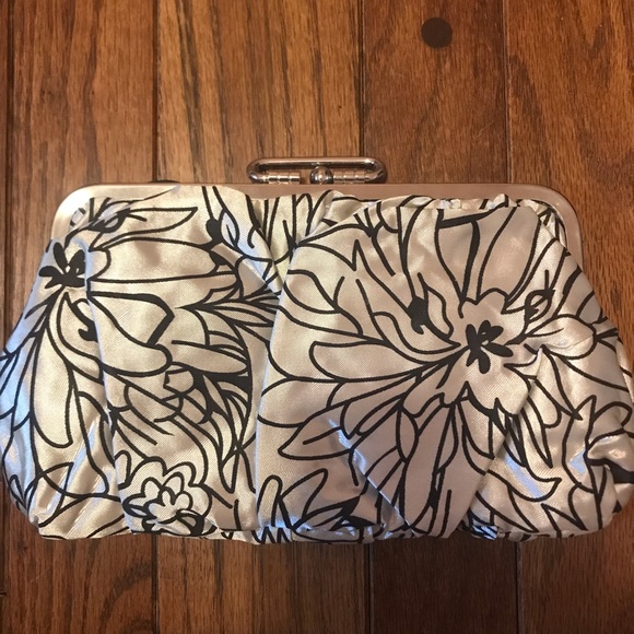 Handbags - Small black and white flower clutch bag, formal